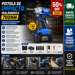 Llave Pistola De Impacto 2 Baterias Azul
